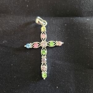 Elegant Multicolor Cross Pendant